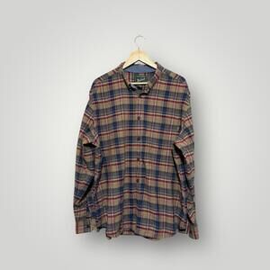 Vintage Woolrich Plaid Button Up Shirt Red Long Sleeve Outdoor XL Men